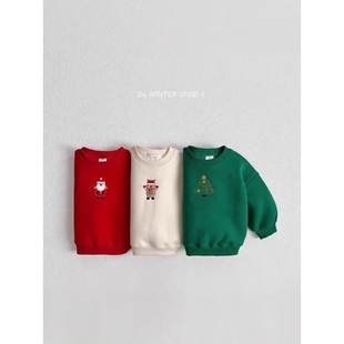 上衣儿童卫衣圣诞服 小童T恤ins风圣诞节主题宝宝长袖 25春季 新款