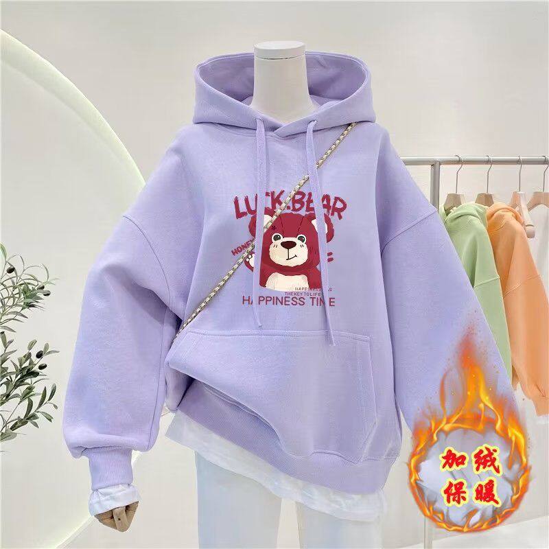 女童新款连帽卫衣中大童冬季加绒卫衣韩版洋气儿童加厚冬装潮
