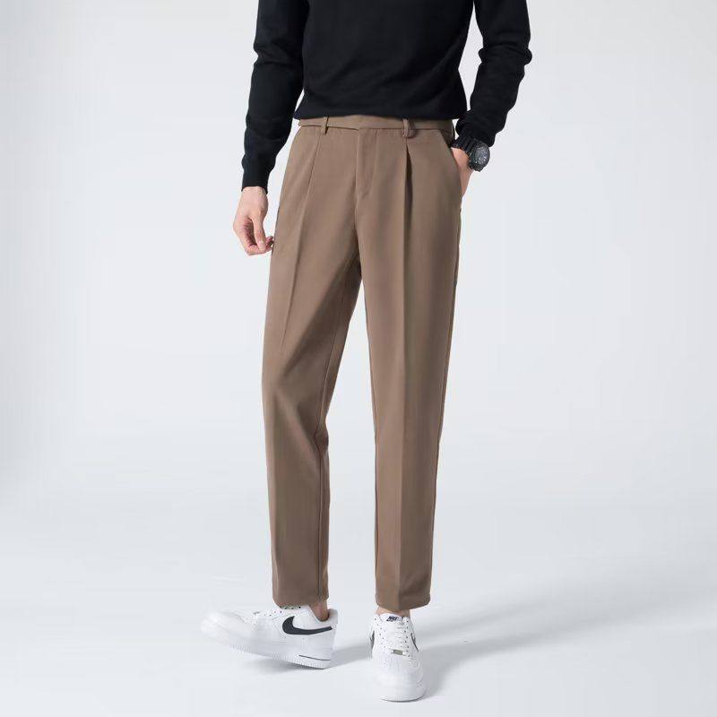 毛呢西裤男秋冬直筒九分休闲裤子男装西装裤春秋季新款长裤潮