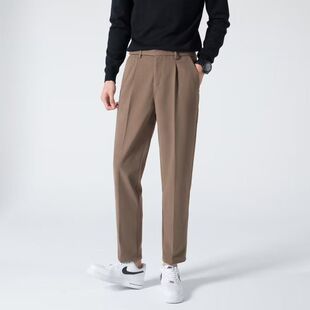 毛呢西裤男秋冬直筒九分休闲裤子男装西装裤春秋季新款长裤潮
