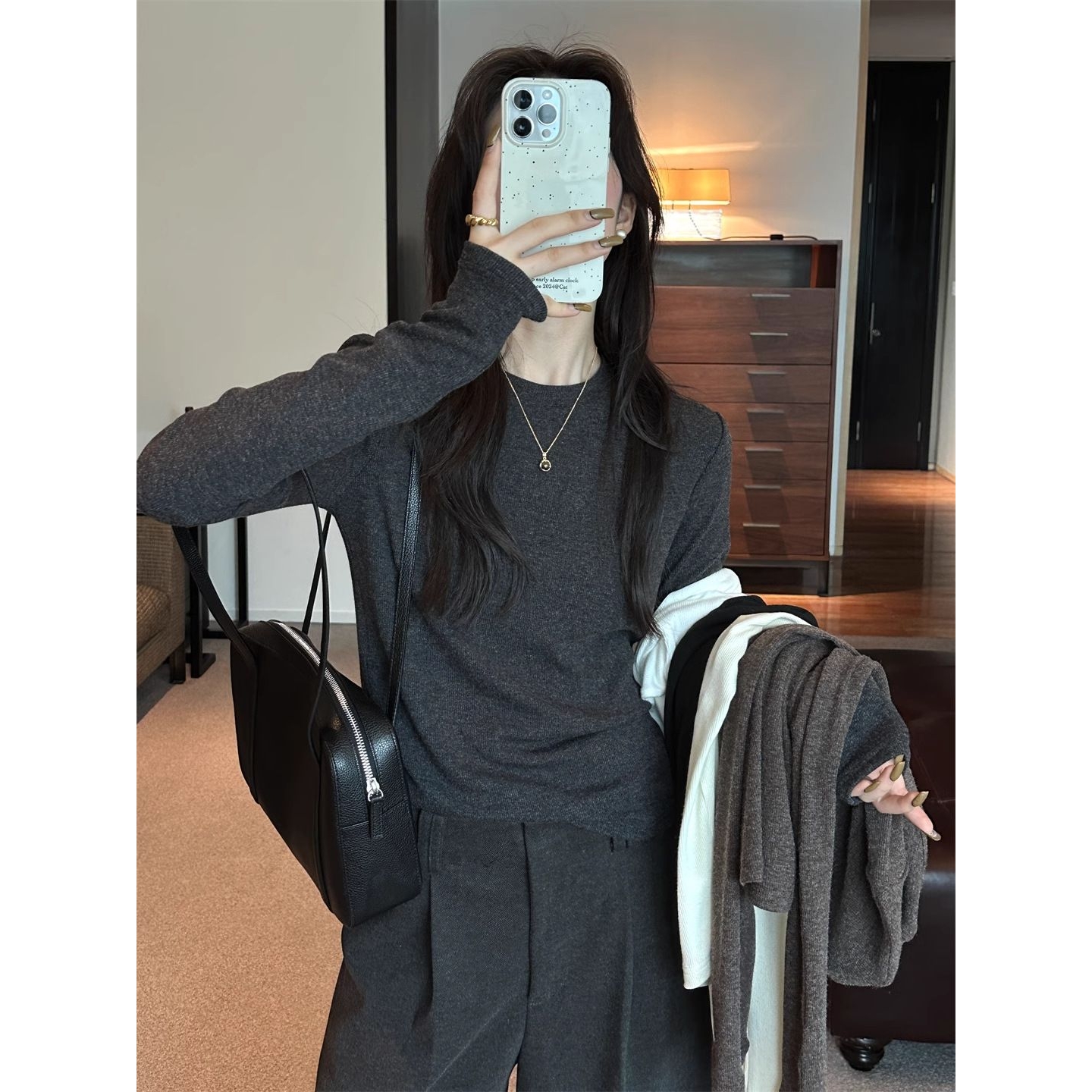 长袖打底衫女内搭春秋季新款高级感T恤2025修身纯色显瘦上衣