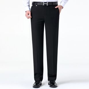 爸爸加绒西装裤秋冬新款中老年商务西裤男高腰宽松深裆羊毛长裤子