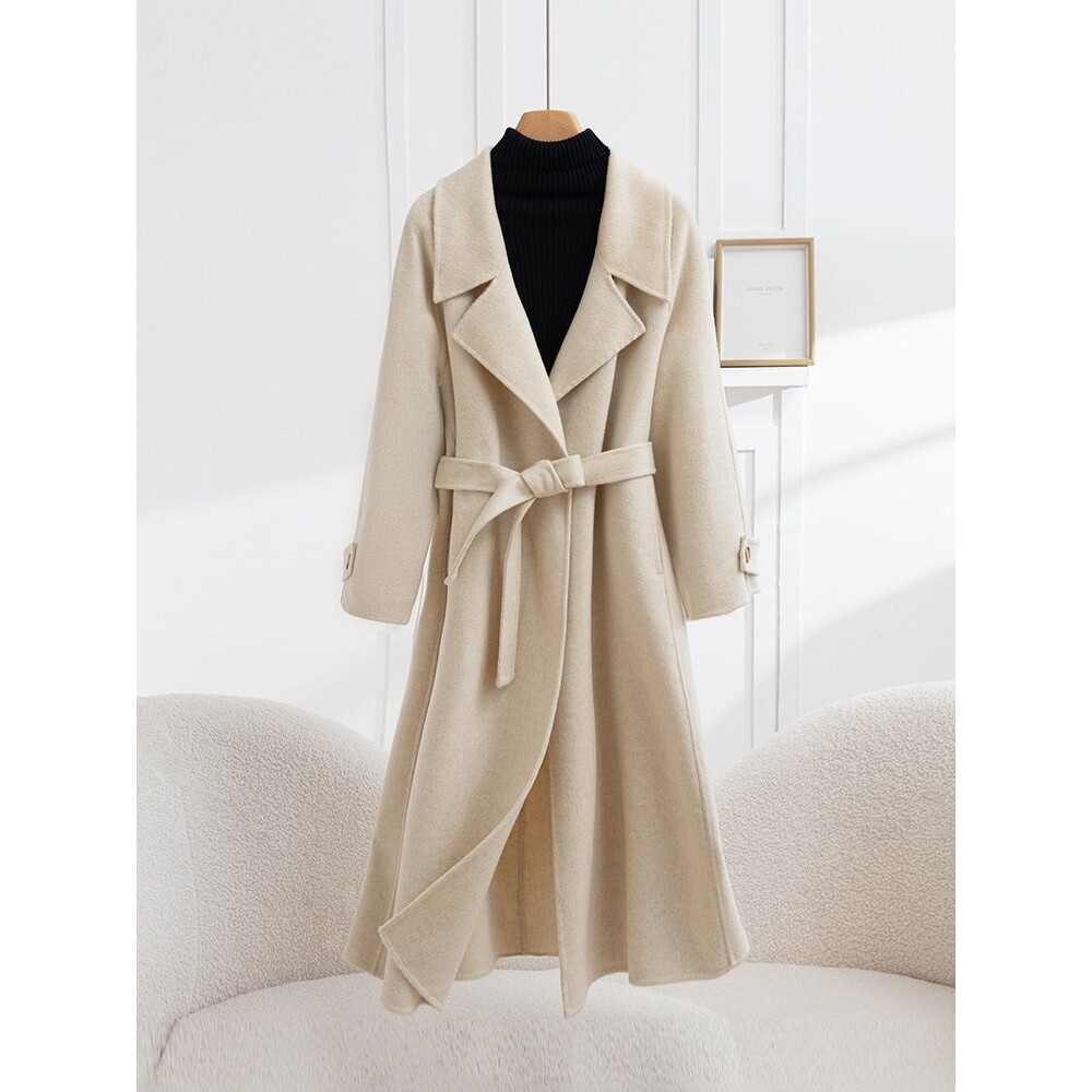 西装领双面羊毛大衣女中长款秋冬新款小个子纯羊毛呢高级感外套潮