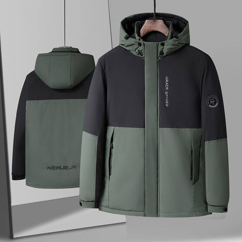 棉衣男加厚保暖连帽冬季新款中年爸爸装男棉服外套冬装冲锋衣