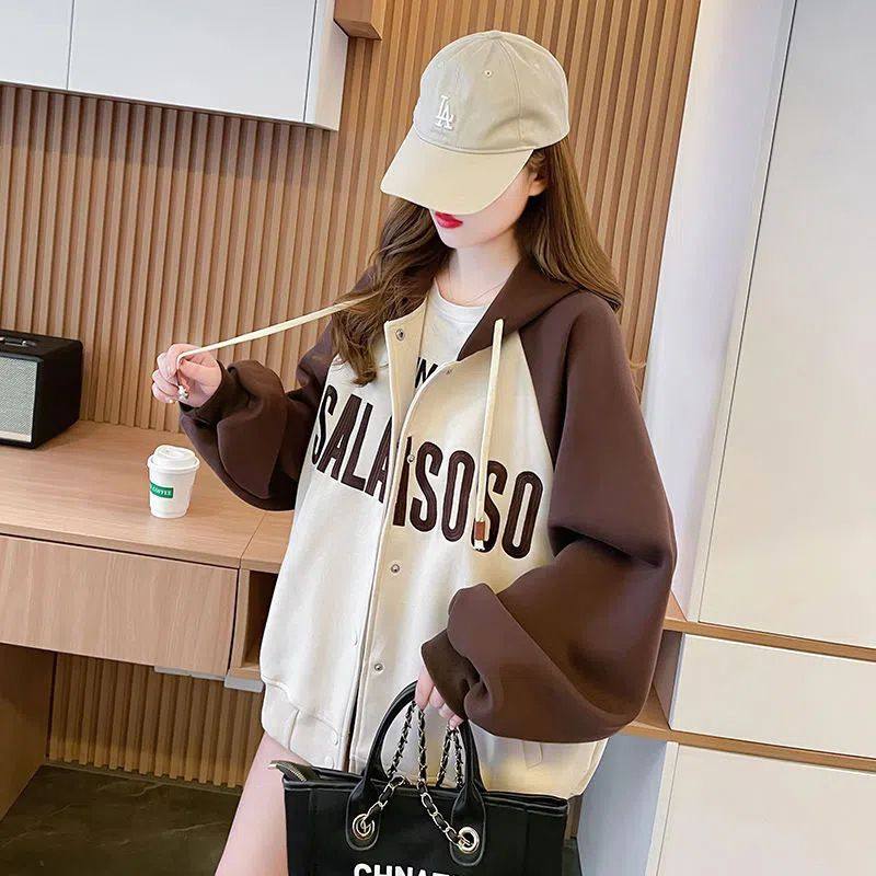 连帽开衫卫衣女秋冬加绒加厚中长款宽松bf慵懒风运动外套oversize,女装/女士精品,常规大码外套,淘宝优惠券,粉丝福利购,淘宝优惠卷