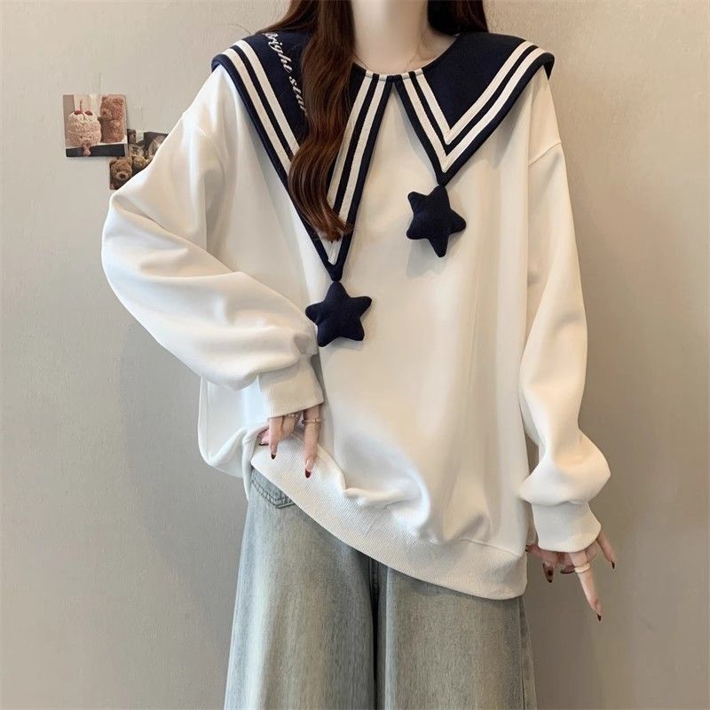 女孩卫衣春秋2025新款洋气超好看童装女孩春装衣服儿童海军领上衣