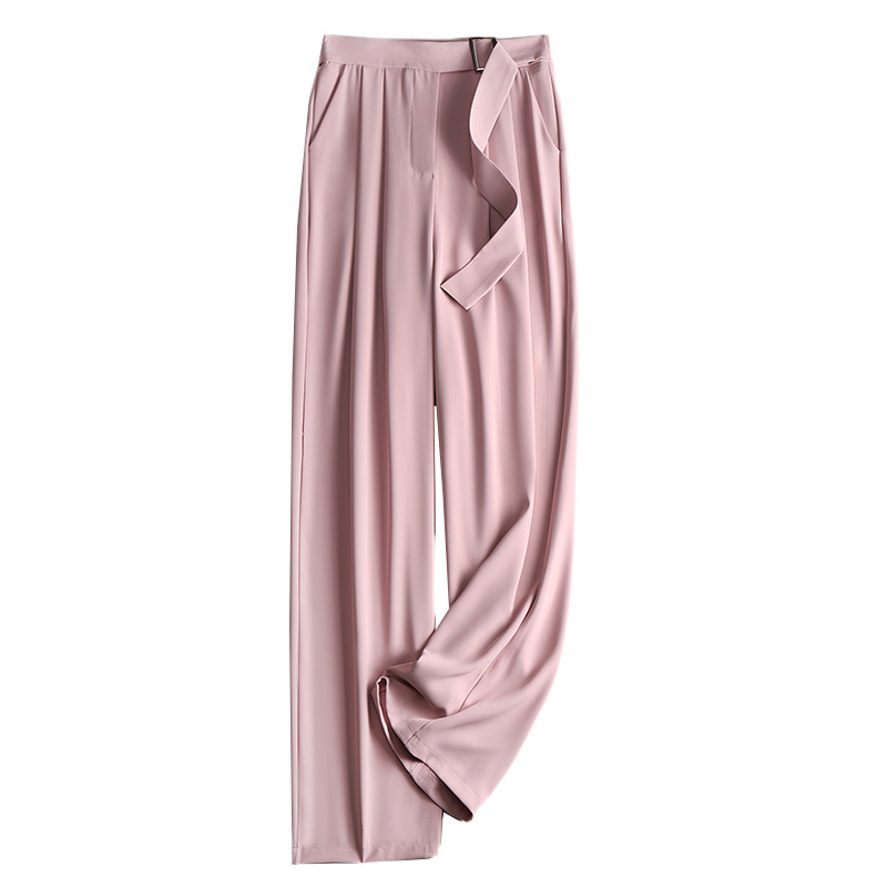 粉色西装阔腿裤女春秋高级感气质显瘦直筒裤垂感小众休闲拖地裤