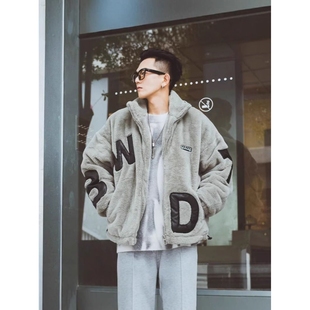 冬季新款超厚潮羊羔毛外套女保暖宽松长袖立领加厚棉服棉衣男