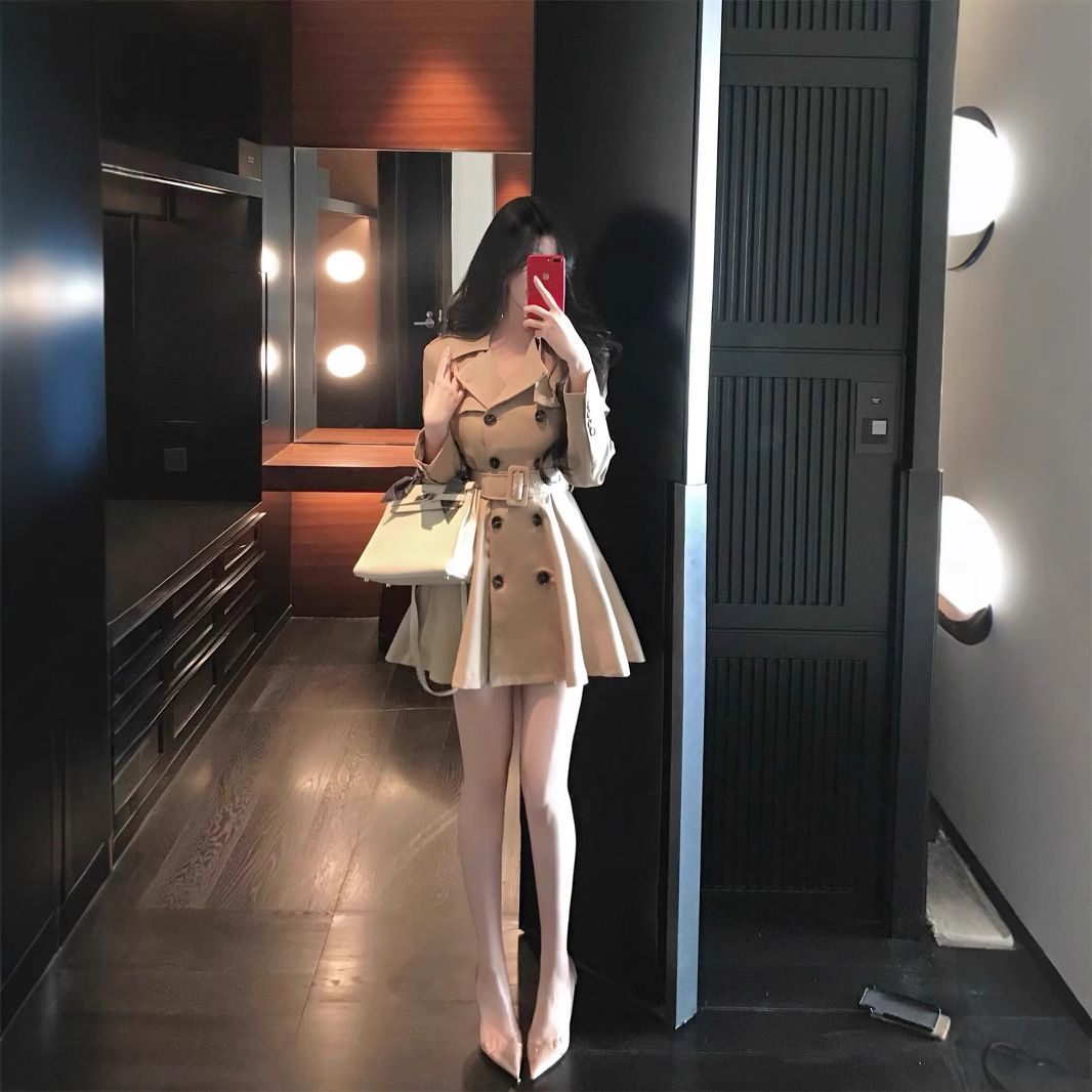 法式卡其色短款风衣女春秋新款高级感外套收腰设计感a字气质感