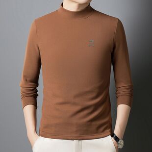 冬季真德绒含羊毛蚕丝打底衫男半高领时尚秋冬保暖不起球男士卫衣