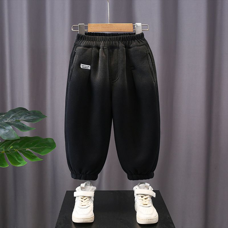 男童加绒运动裤一体绒长裤新款儿童裤子中小童秋冬季加厚卫裤