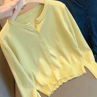 春季年新款宽松显瘦薄款长袖针织开衫韩版休闲毛衣外套女上衣