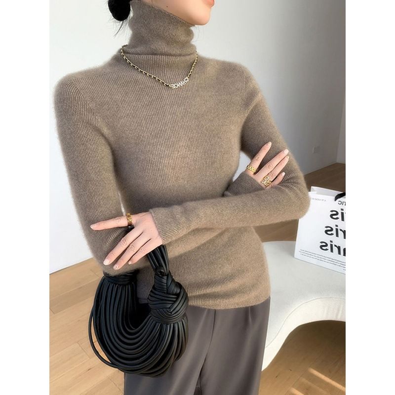 秋冬季堆堆领针织衫女内搭打底衫上衣高领修身毛衣百搭秋冬新款