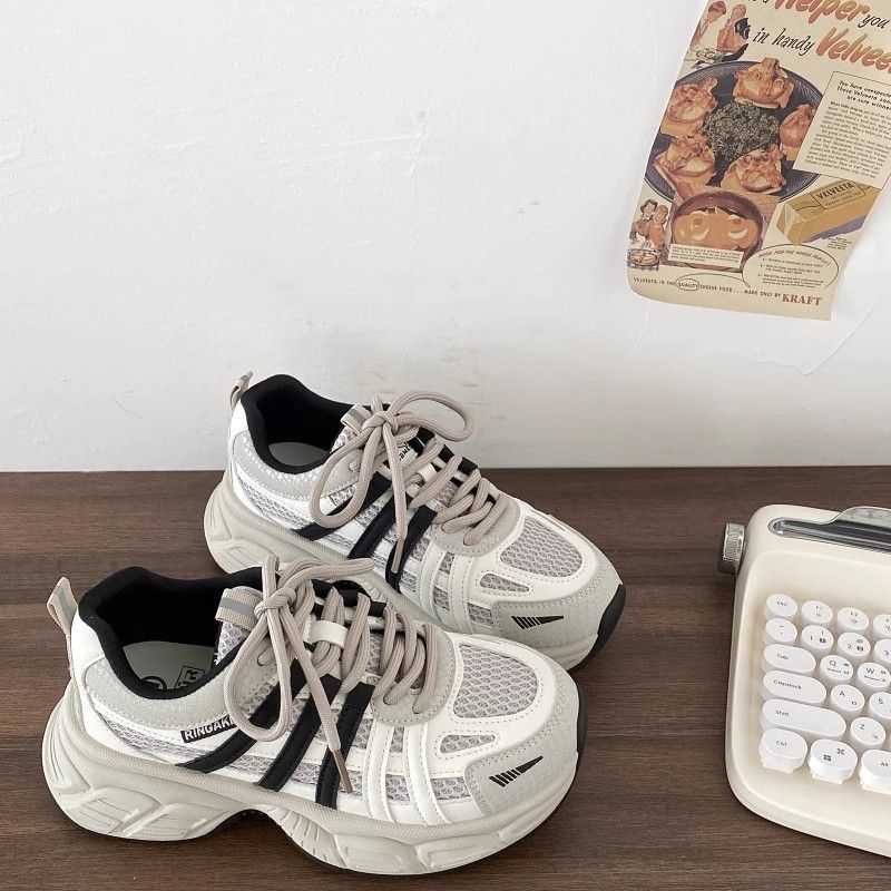 2025新款春秋季老爹鞋女超火百搭小个子厚底增高运动休闲女鞋