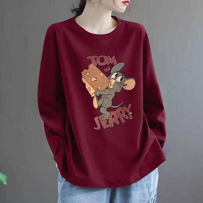 春季纯棉长袖t恤中长款洋气韩系高级感大码白色打底衫女卫衣内搭