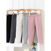 加绒加厚儿童裤 子 可爱纯色儿童保暖裤 保暖加绒儿童童保暖打底裤