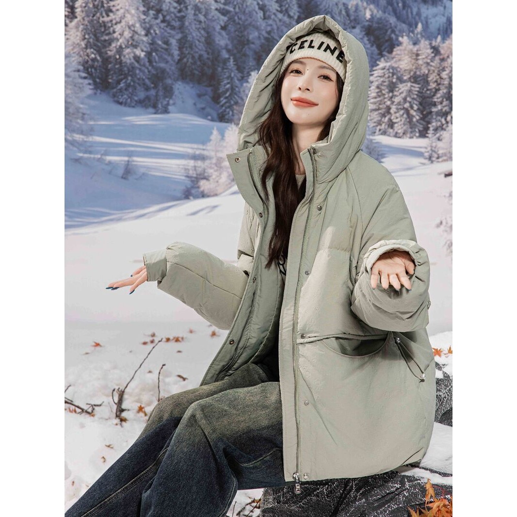 新国标90白鸭绒加肥加大码胖mm200斤中长款孕妇宽松羽绒服女2509