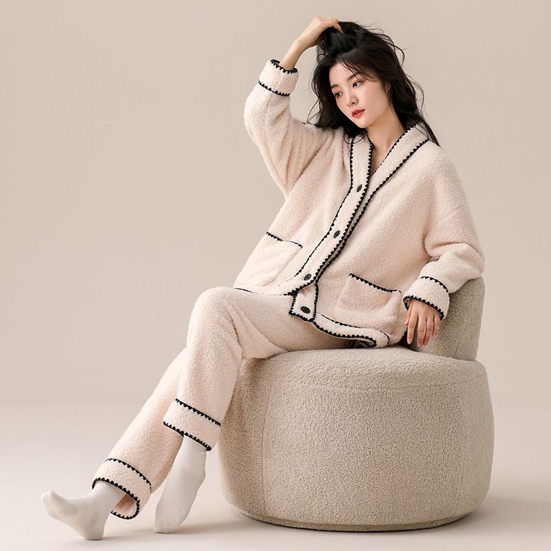 珊瑚绒睡衣女冬季新款加厚加绒秋冬休闲法兰绒家居服保暖套装