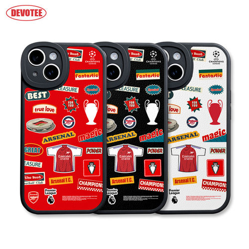 阿森纳手机壳16Promax英超15plus全包ip11/12/13mini皮纹软壳mate40/50/60 pura70足球K70米15荣耀200 iQOO13