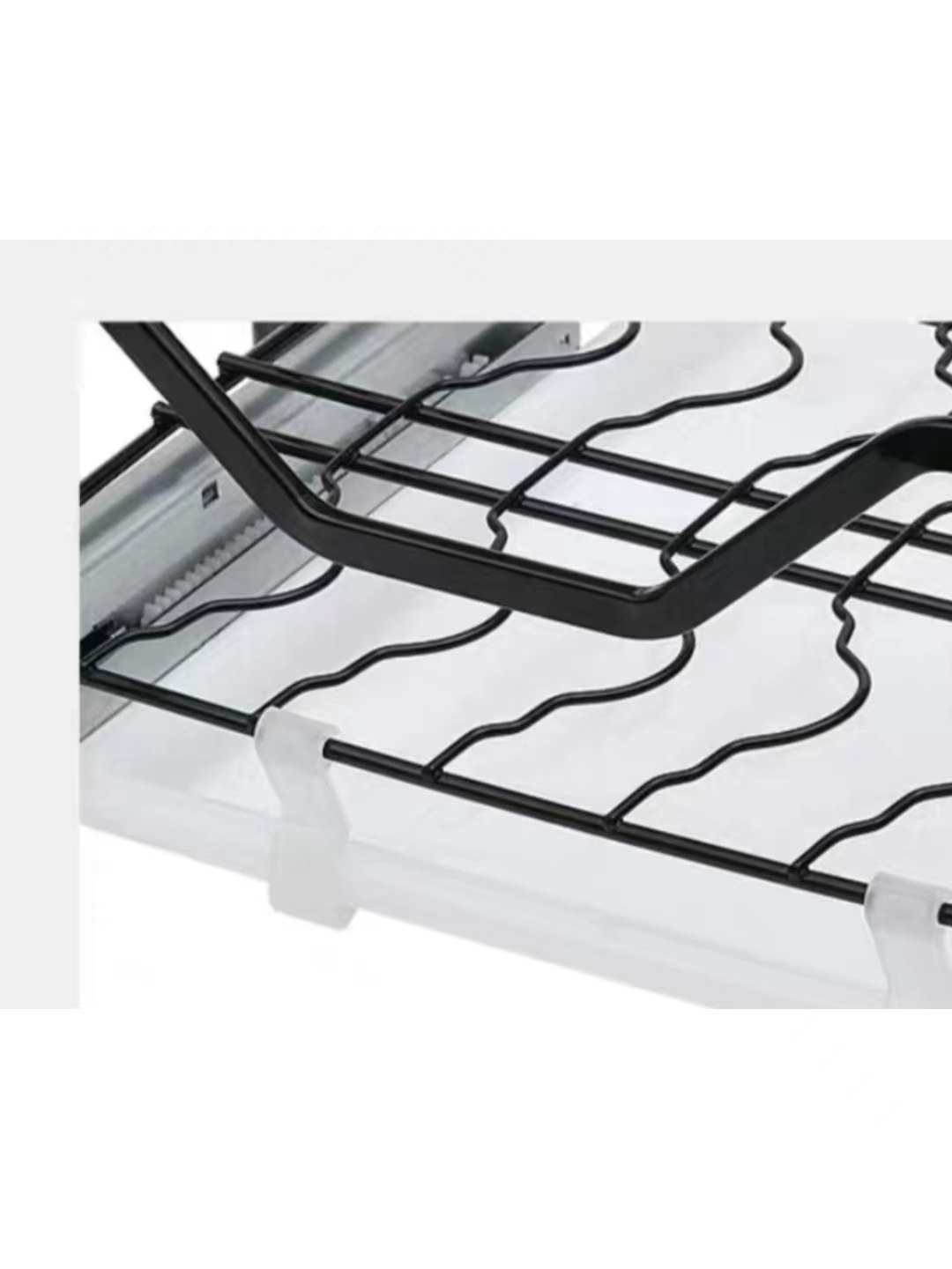 厨房橱柜碗碟篮抽屉式单层底部挂钩接水托盘卡扣固定塑料挂沥水盘