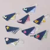 娃衣口水巾10厘米娃娃迷你玩偶公仔衣服围兜配饰复古格子条纹牛仔