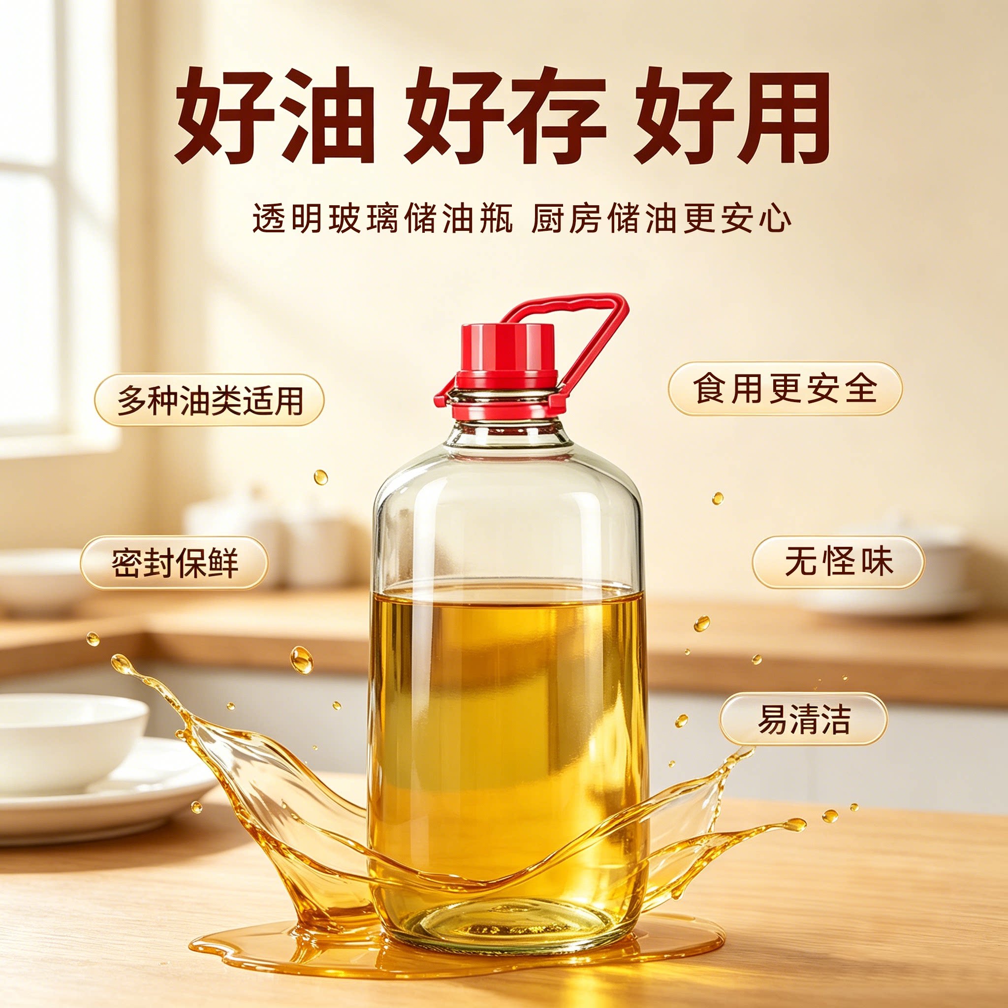 10斤装加厚玻璃食品级密封油瓶图片