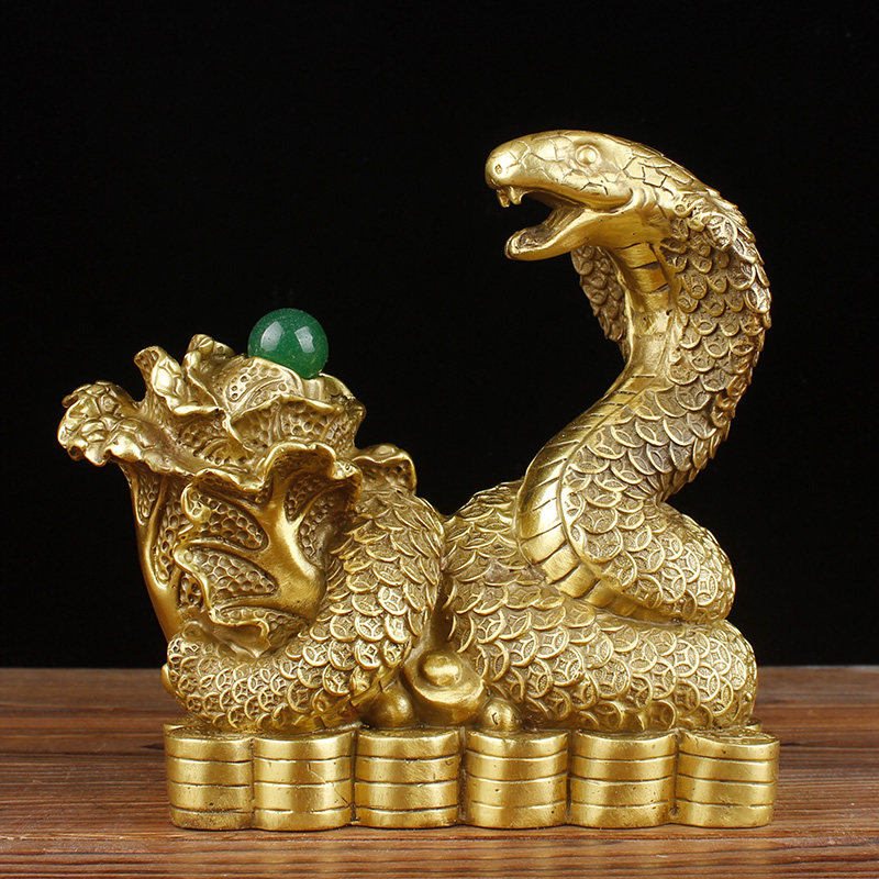 铜蛇摆件黄铜十二生肖蛇眼镜蛇吉祥物福蛇家居装饰品摆设