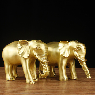 饰品开业礼品办公桌摆设 铜大象摆件黄铜一对铜象工艺品家居客厅装
