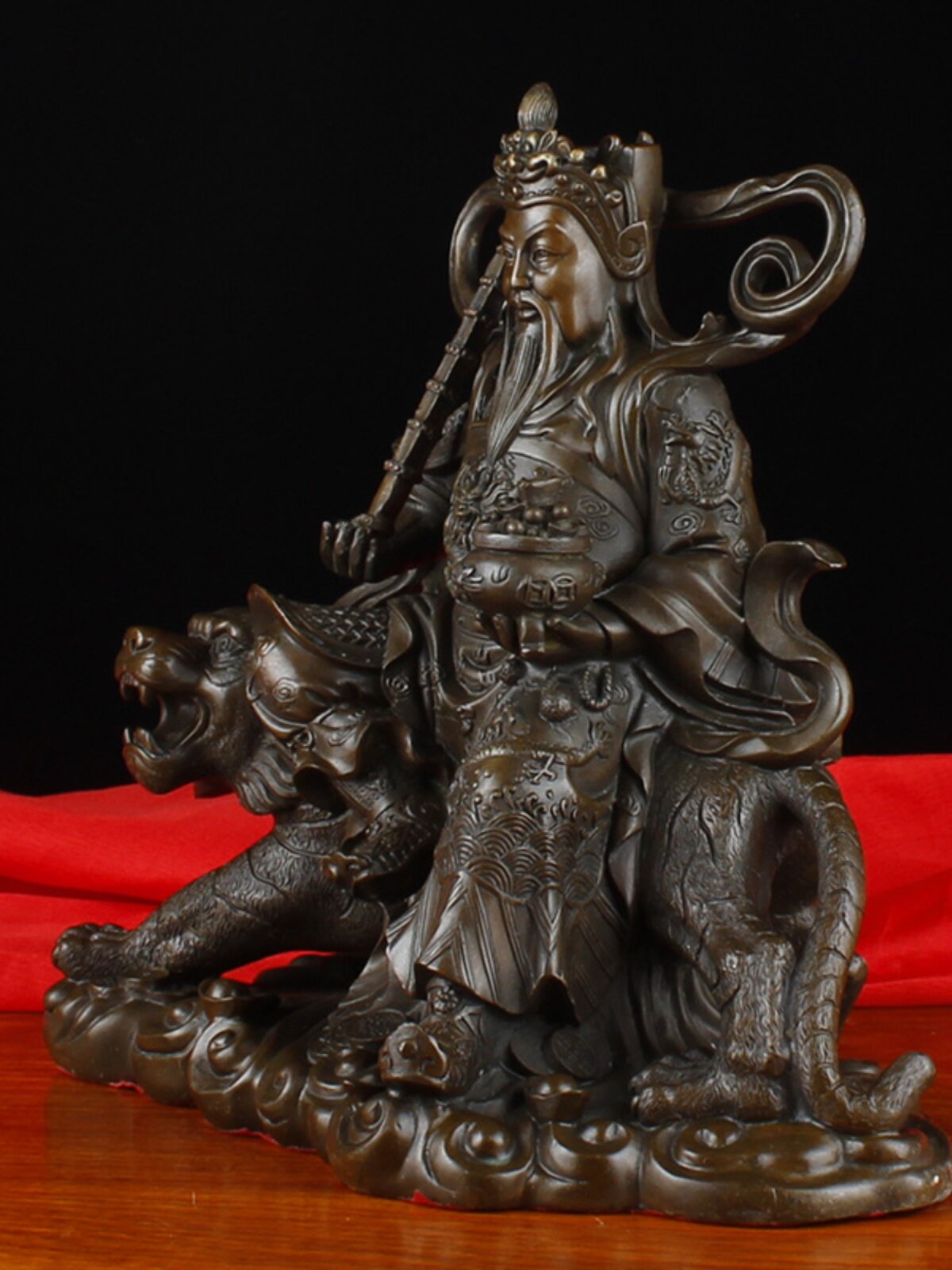 铜武财神赵公明摆件家居供奉黄铜骑虎武财神办公室开业工艺礼品