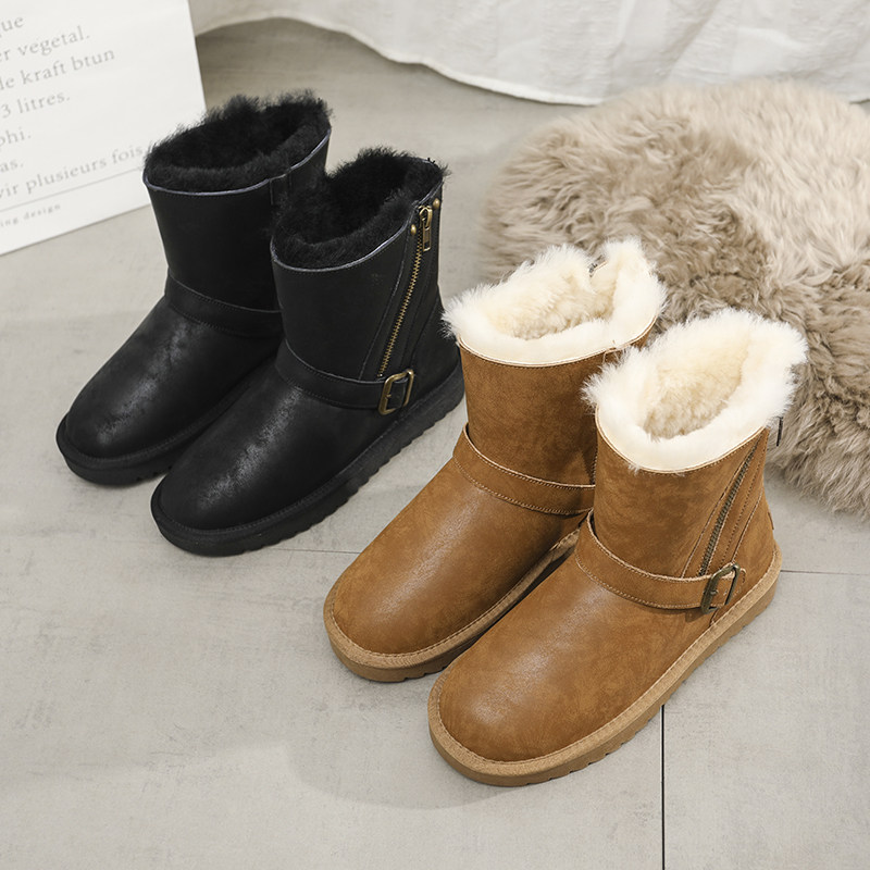 雪地靴女羊皮毛一体2023冬新款