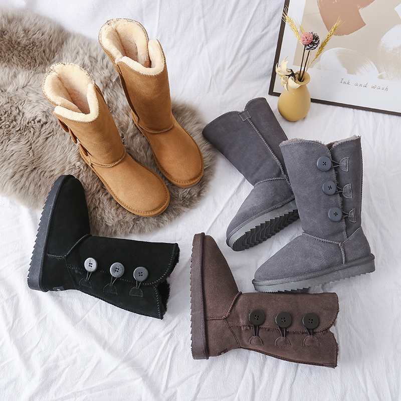 ugg2022年新款雪地靴女3粒扣