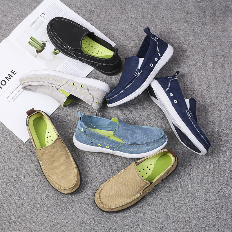 男鞋帆布鞋一脚蹬懒休闲鞋