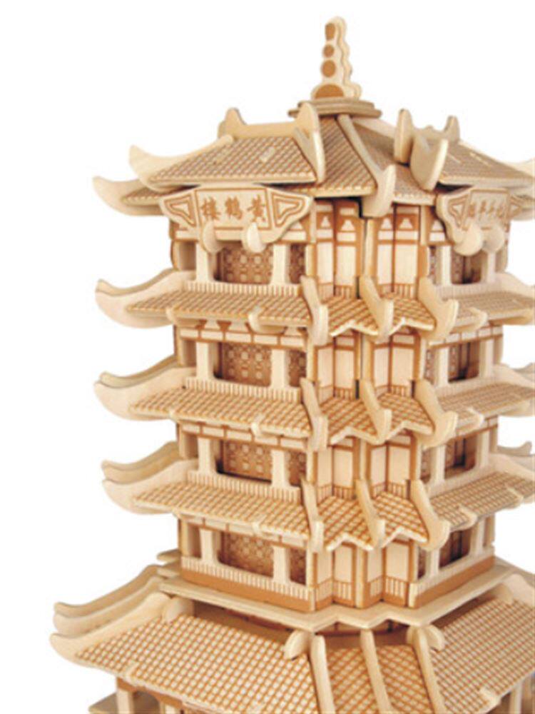 TENGWANG PAVILION 빌딩 블록 나무 시뮬레이션 모델 교육 DIY 장난감 나무 조립 3 차원 퍼즐 중국 고대 건물 건축