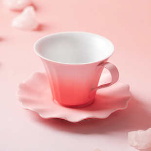 HE 景德镇渐变粉马克杯咖啡杯单杯对杯碟套装送礼乔迁高白瓷新款