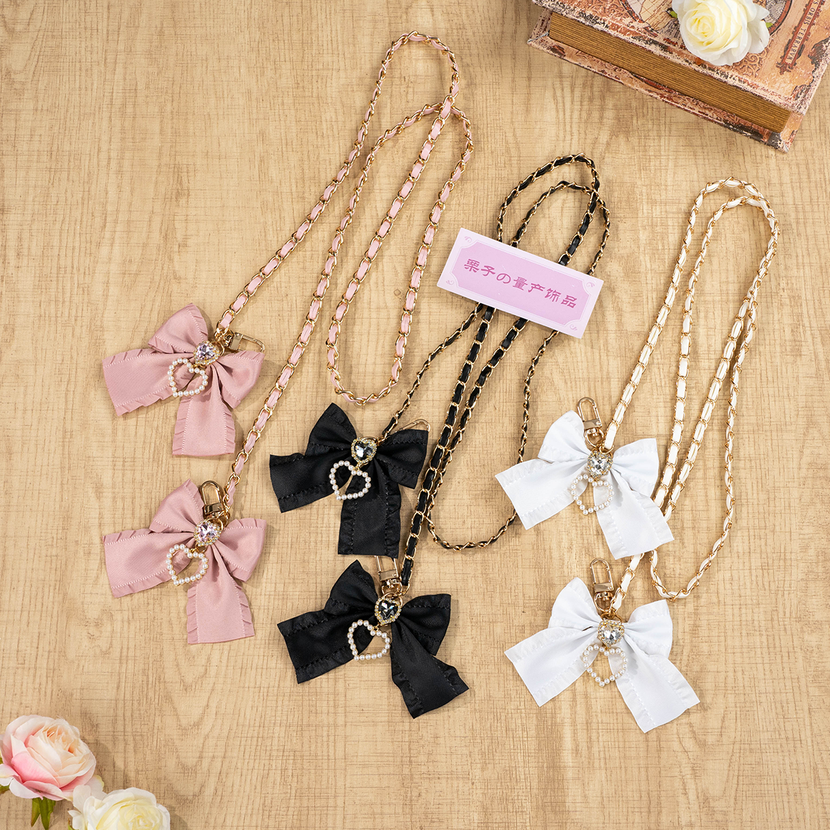 日系量产型蝴蝶结包包链条