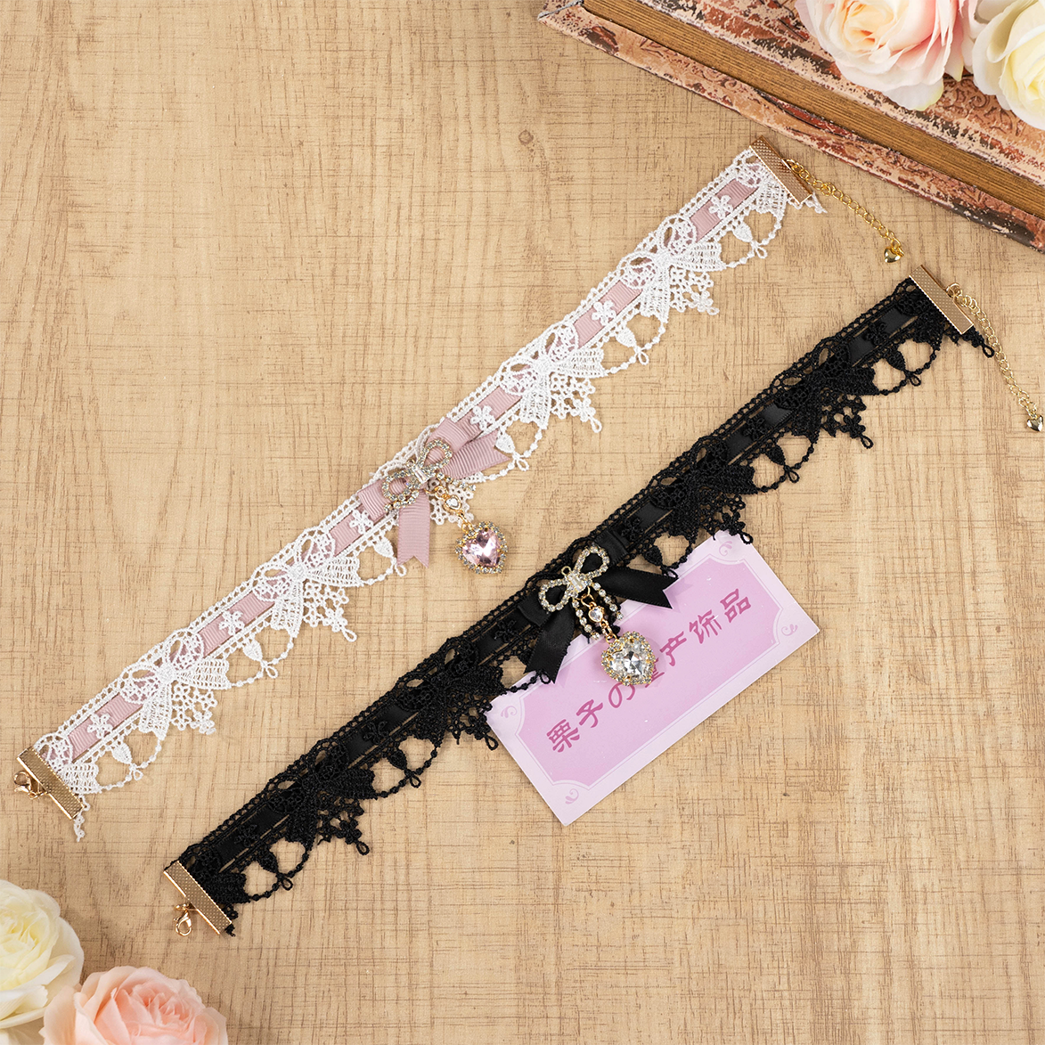 蕾蕾系甜美颈环栗子水钻蝴蝶结