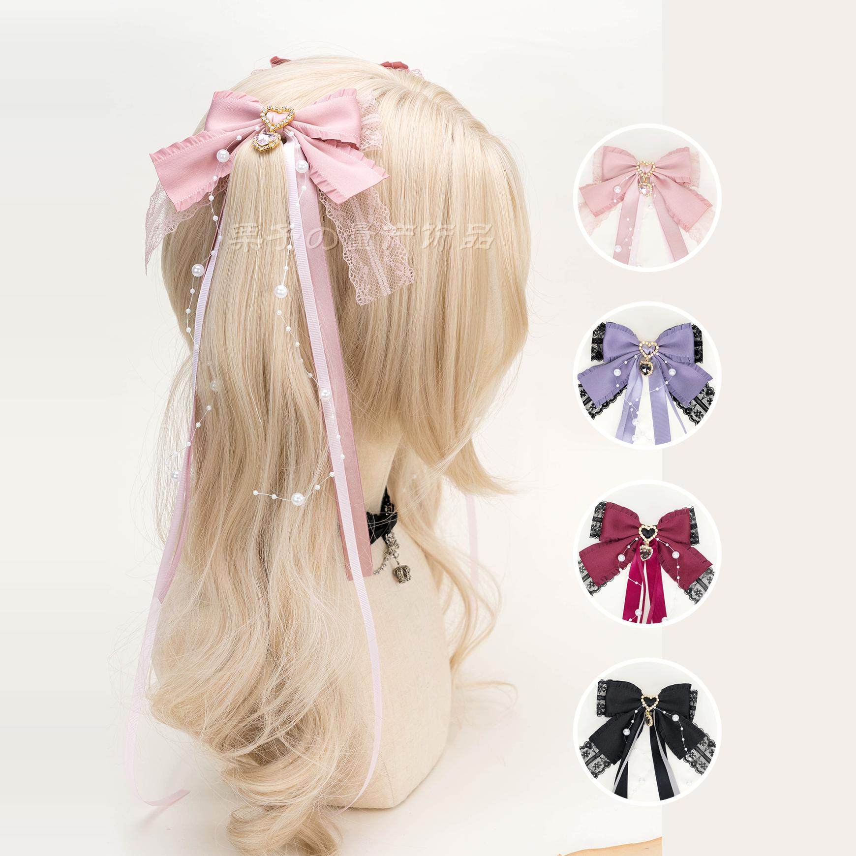 栗子手作飘带蕾蕾系蝴蝶结发夹