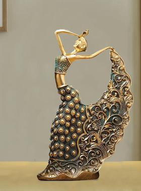 创意轻奢桌面舞女摆件家居样板间客厅软装装饰品树脂工艺品摆饰