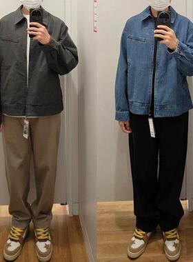 优优2025新款拉炼茄克男女牛仔外套翻领底特律夹克E475681/478230