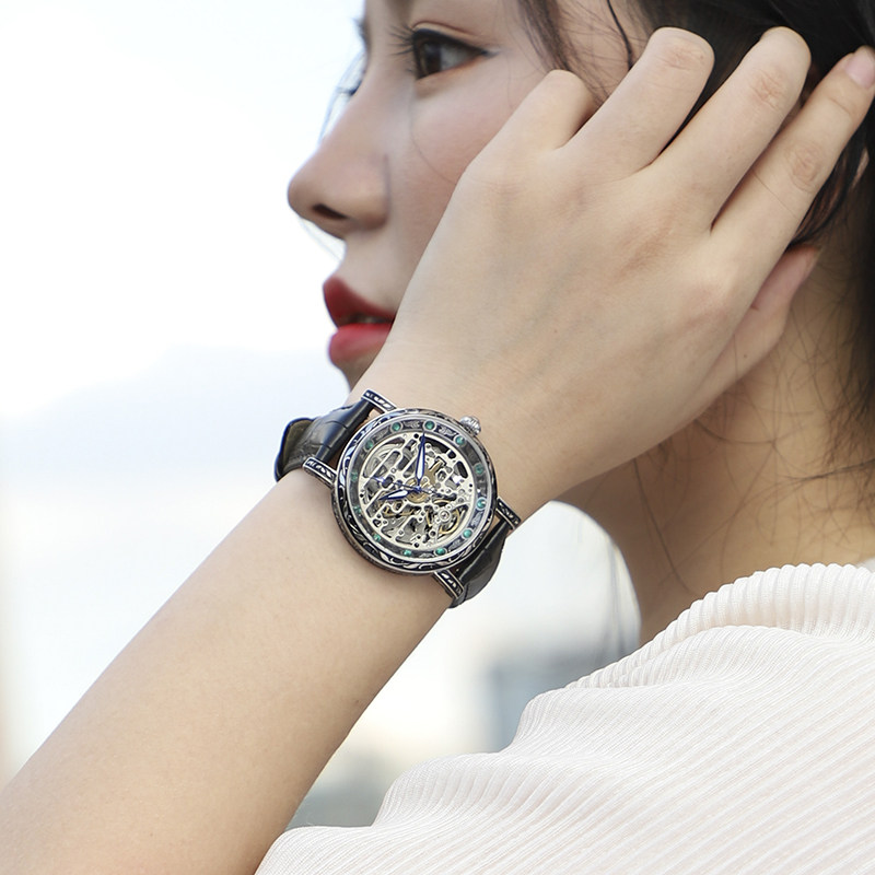 2020新款名牌正品手表女机械表全自动镂空时尚防水飞轮中性潮男表