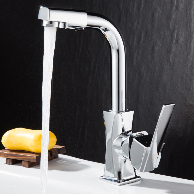 全铜单孔旋转菜盆冷热水龙头