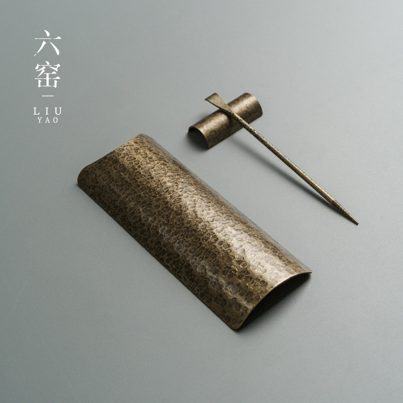 纯铜手工茶则三件套 功夫茶道配件茶勺茶针茶拨茶荷六君子套装