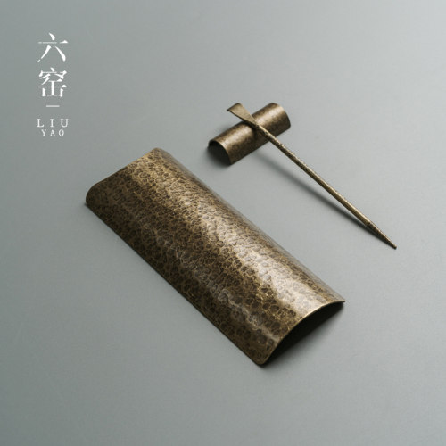纯铜手工茶则三件套功夫茶勺茶针