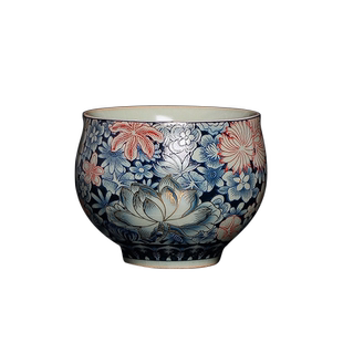 天青汝窑开片青花功夫茶杯陶瓷主人杯品茗杯复古单杯个人喝茶茶盏