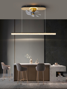 新餐厅风扇灯现代简约光豪华风格 长直酒吧灯餐桌灯创意吊顶风扇灯