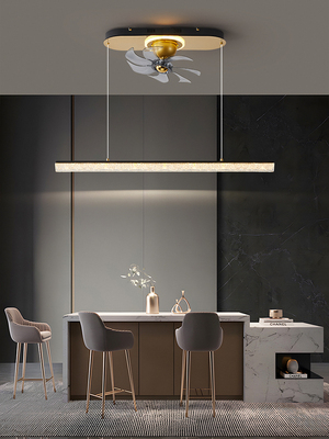 新餐厅风扇灯现代简约光豪华风格长直酒吧灯餐桌灯创意吊顶风扇灯