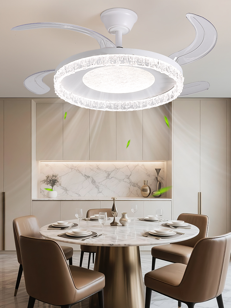 风扇灯2025新款意式轻奢高级感客厅餐厅隐形吊扇灯家用一体电风扇