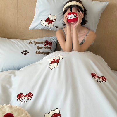 卡通毛巾绣100S全棉磨毛四件套