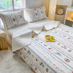 ROLAND LIVE全棉100%新疆棉花床盖单件夹棉榻榻米防滑炕盖三件套