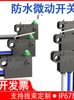 防水微动开关带线汽车充电枪检测限位开关常开/常闭防尘防油IP67